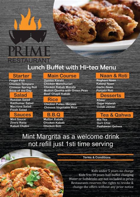 prime restaurant lunch menu